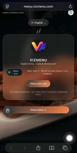 Menu background video preview
