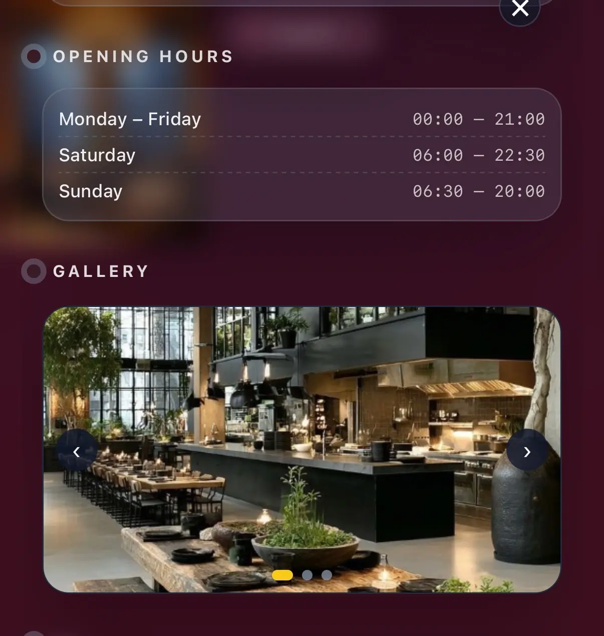 Gallery and amenities